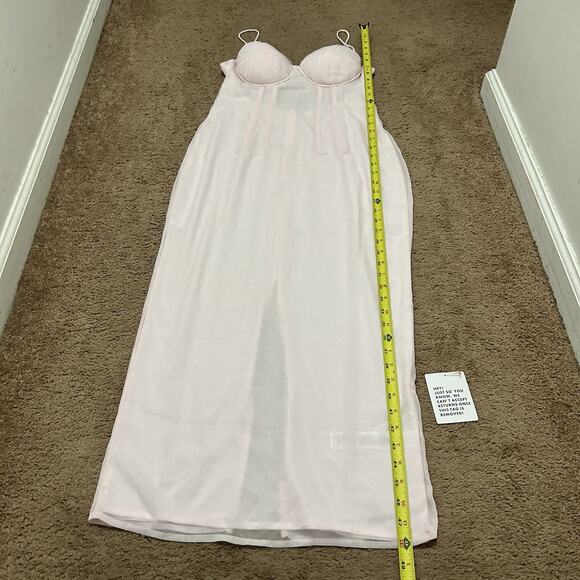 ASOS DESIGN US 6 Petite Cupped Paneled Chiffon Midi Pencil Dress w Cut Out - Picture 2 of 9